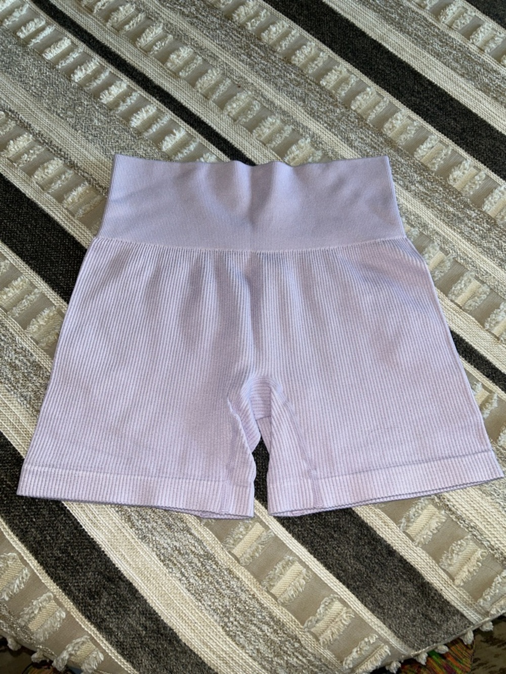 Gianni Bini Ribbed High-Waist Bike Shorts - Lilac